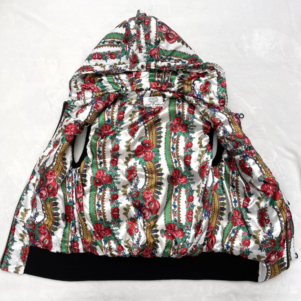 Love couture flower puffer hooded vest M - Picture 9 of 14